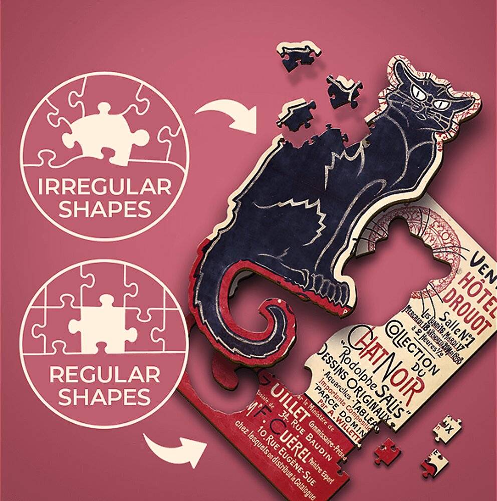 TREFL Holzpuzzle Art: Steinlen - Schwarze Katze, Le Chat Noir 200 Teile