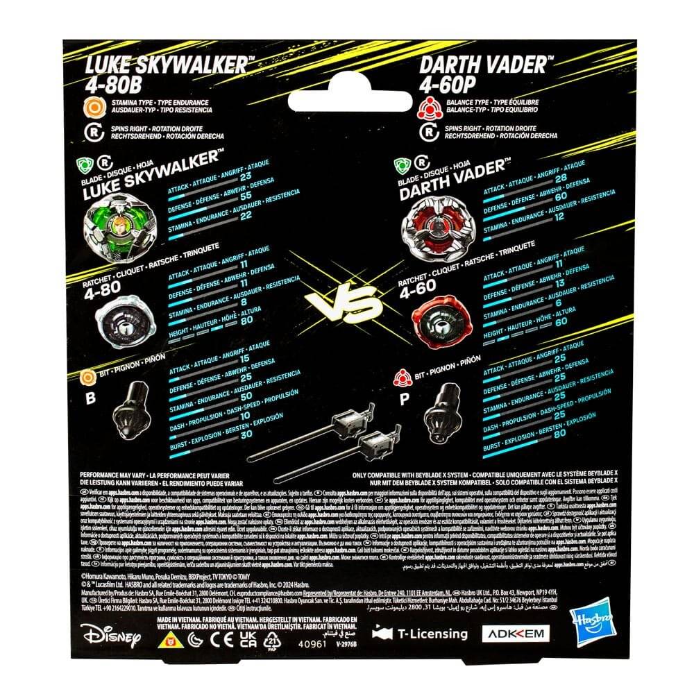 Beyblade X Luke Skywalker 4-80B Darth Vader 4-60P game