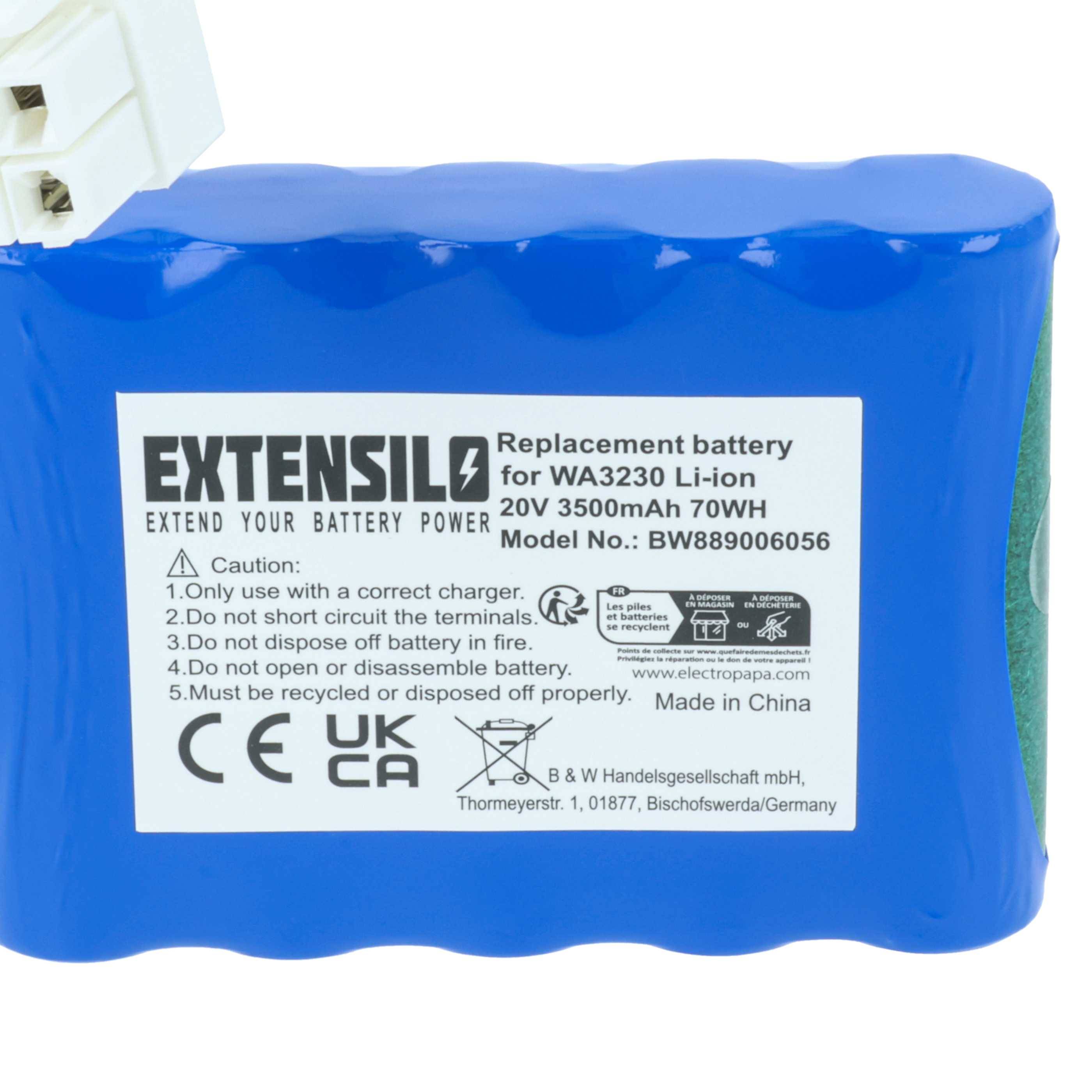 EXTENSILO Akku Ersatz für Kress 59000257, KA0101, 59003453, KA0103, KA3022 für Rasenroboter Rasenmäher (3,5Ah, 20V Li-Ion)