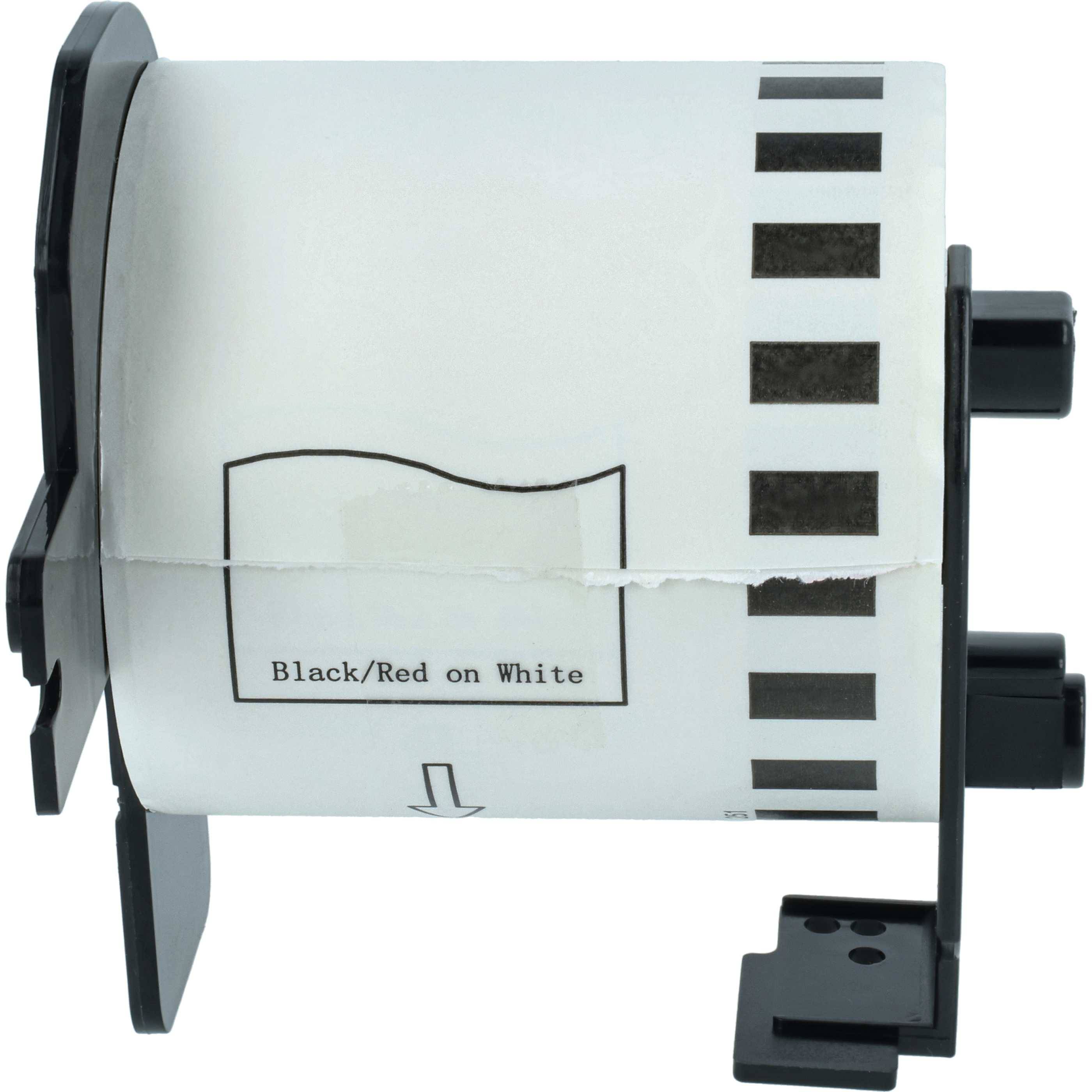 vhbw 5x Etiketten-Rolle mit Halter 62mm x 15,24m kompatibel mit Brother QL-820NWB, QL-800, QL-810W Etiketten-Drucker