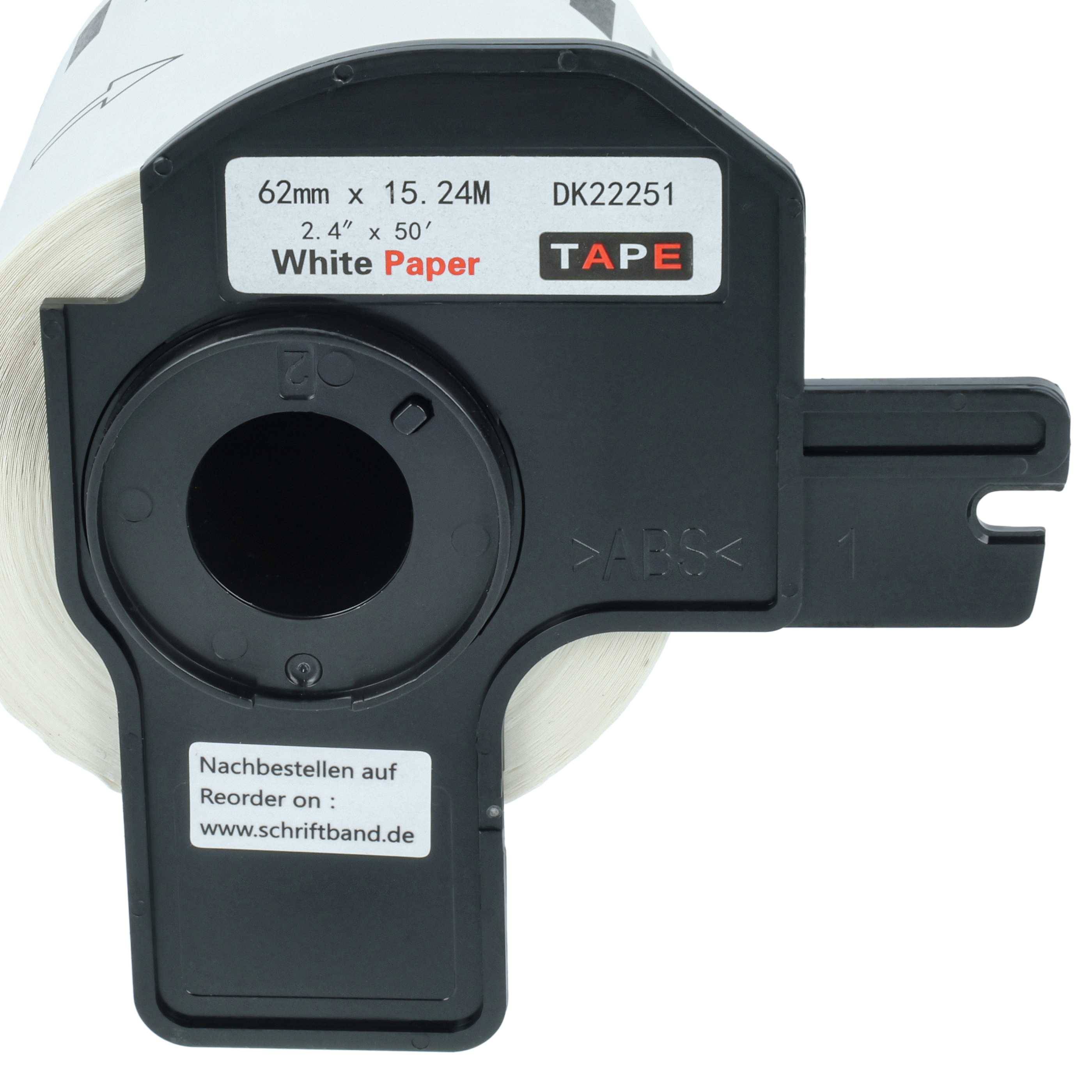 vhbw 5x Etiketten-Rolle mit Halter 62mm x 15,24m Ersatz für Brother DK-22251 für Etiketten-Drucker