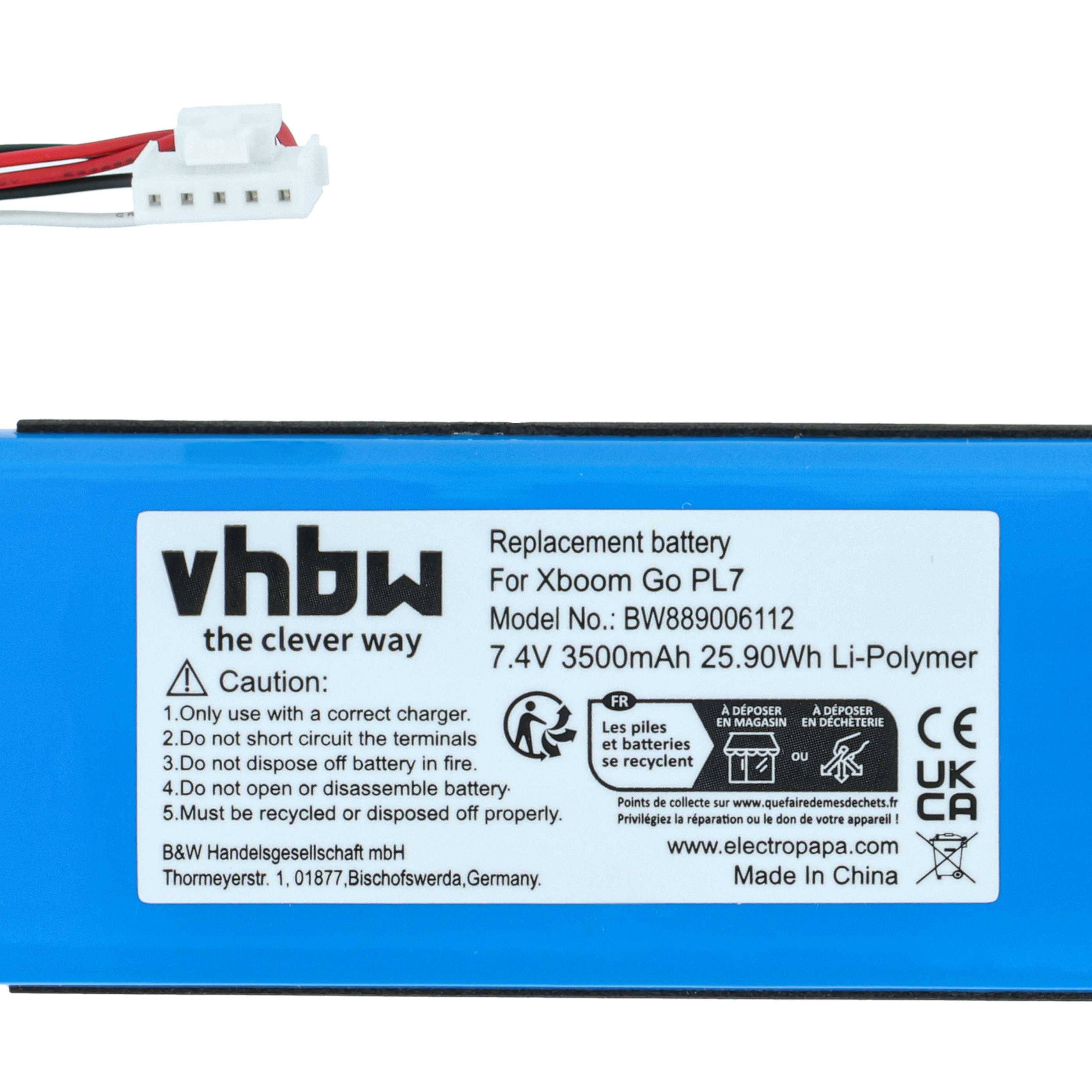 vhbw Akku kompatibel mit LG XG7QBK.DGBRLLK, XG7S.ABRALLK Lautsprecher Boxen Speaker (3500 mAh, 7,4 V, Li-Polymer)