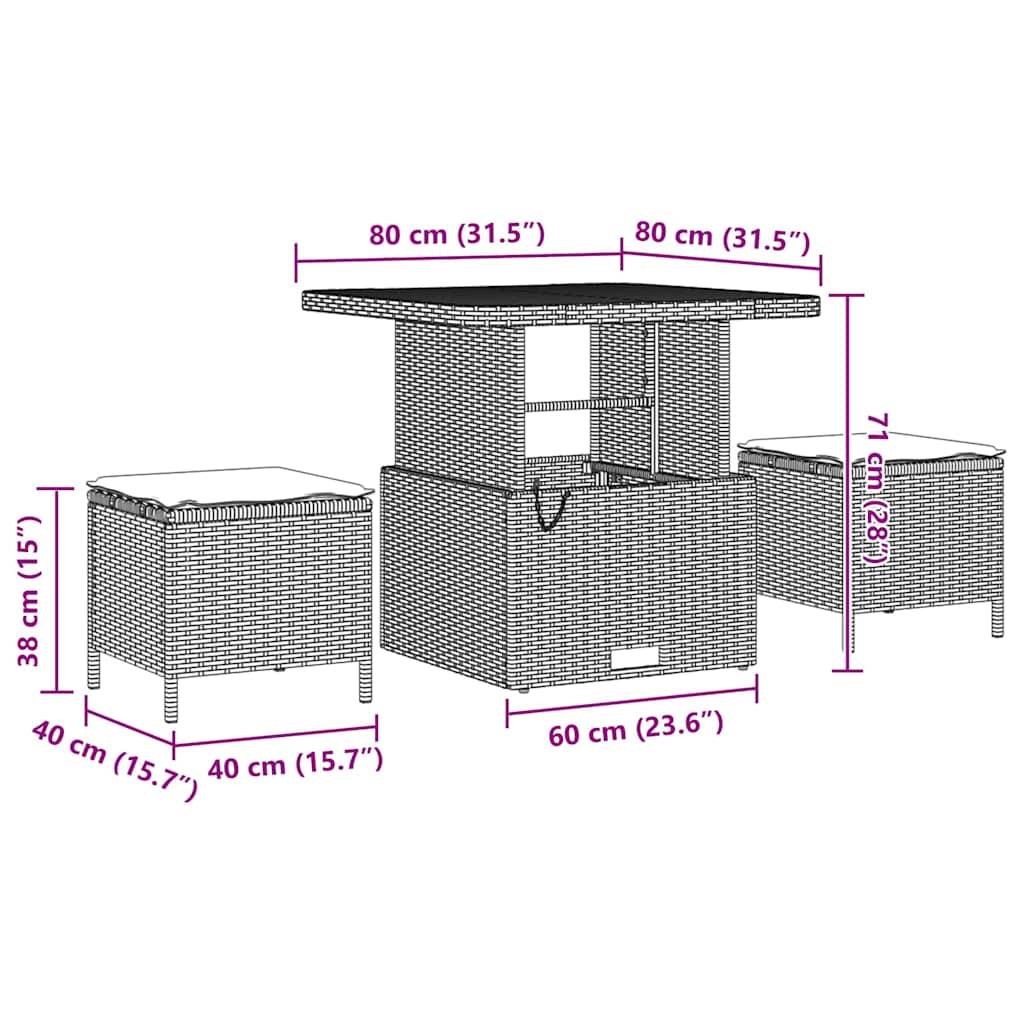 vidaXL Gartensofa-set mit Kissen mit Speicher 8 pcs Beige Poly Rattan