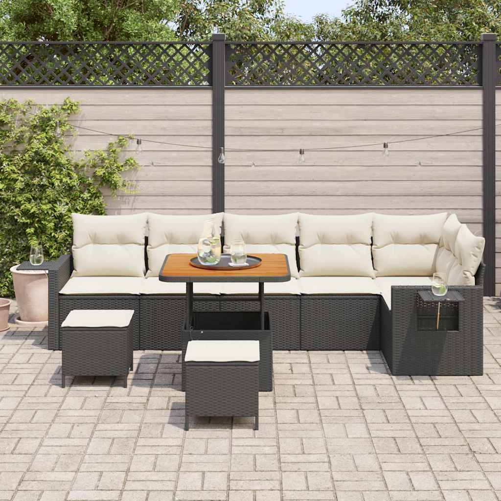 vidaXL Gartensofa-set 9 pcs Schwarz Poly-Rattan