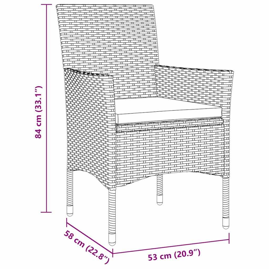 vidaXL Garten Essgruppe mit Kissen 5 pcs Beige Poly-Rattan