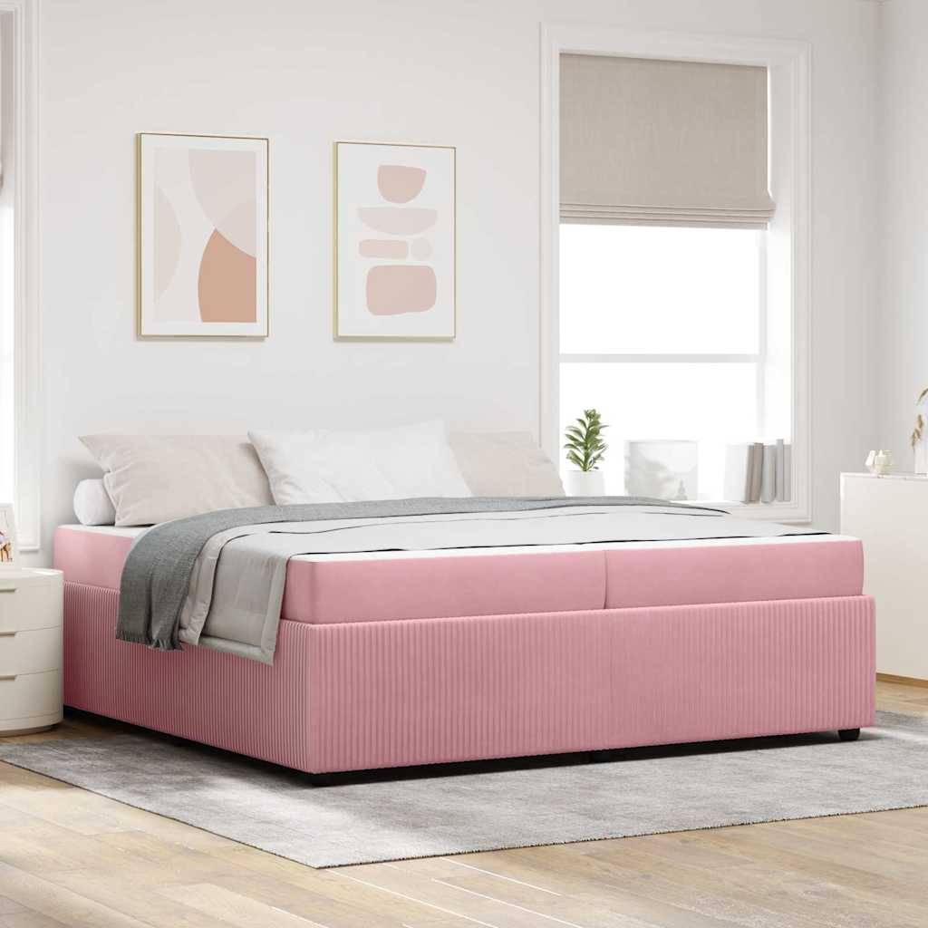 vidaXL Bettrahmen mit Matratze Rosa 200 x 200 cm Stoff