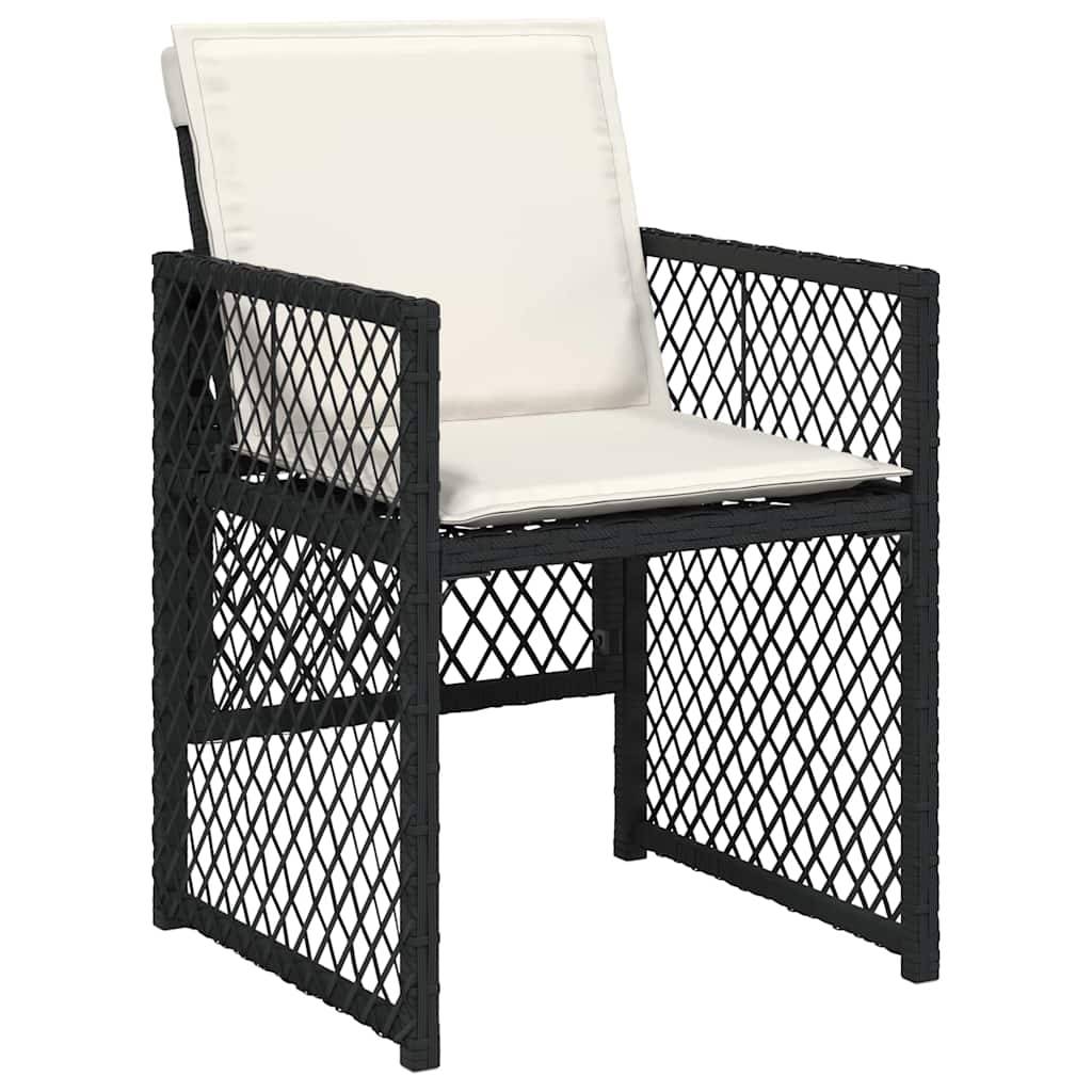 vidaXL 15-tlg. Garten-Essgruppe mit Kissen Schwarz Poly Rattan