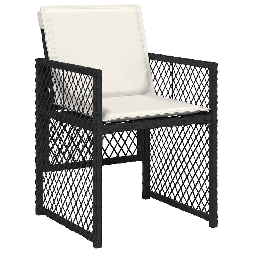vidaXL 17-tlg. Garten-Essgruppe mit Kissen Schwarz Poly Rattan