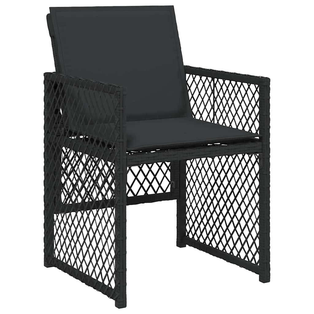 vidaXL 17-tlg. Garten-Essgruppe mit Kissen Schwarz Poly Rattan