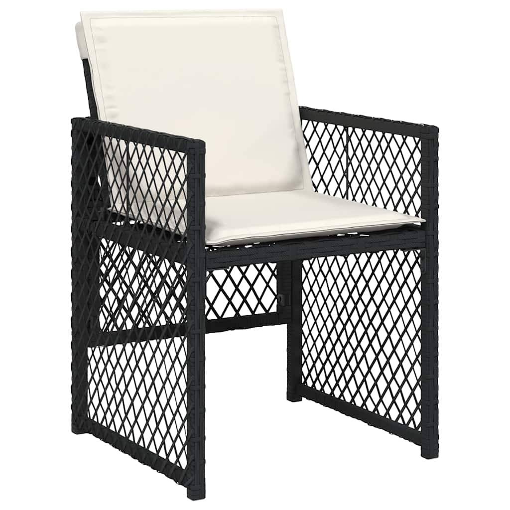 vidaXL 17-tlg. Garten-Essgruppe mit Kissen Schwarz Poly Rattan