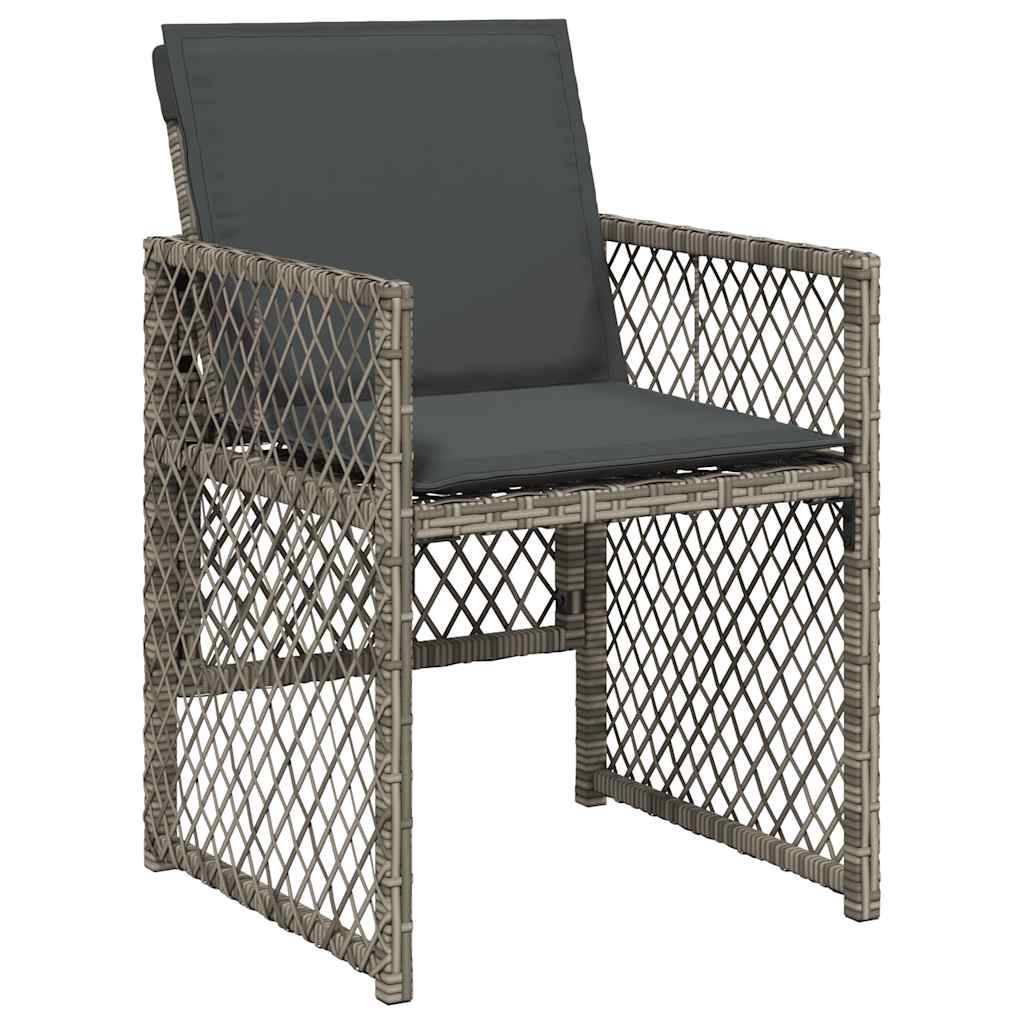 vidaXL 17-tlg. Garten-Essgruppe mit Kissen Grau Poly Rattan