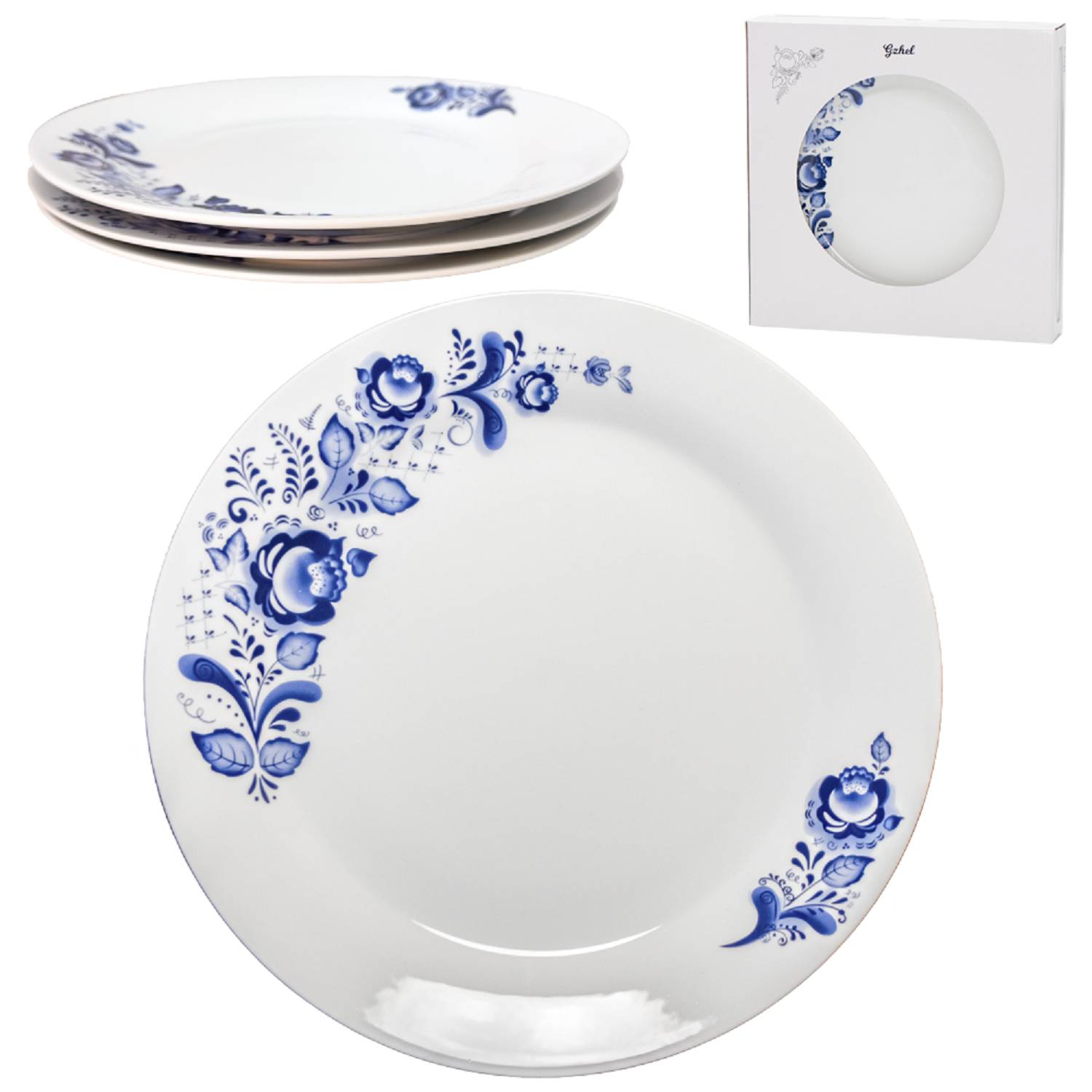 Teller 3er Set Gzhel Ø 26,5 cm