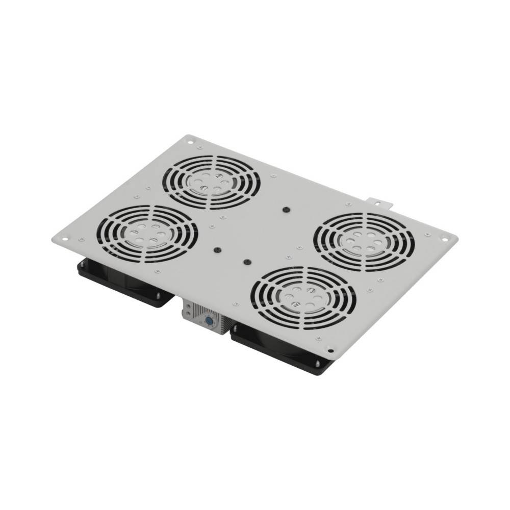 Eine rechteckige weiße Metallplatte mit fünf kreisrunden Lüftungsgittern, die zur Belüftung oder Kühlung dient und auf einer ebenen Oberfläche platziert ist.