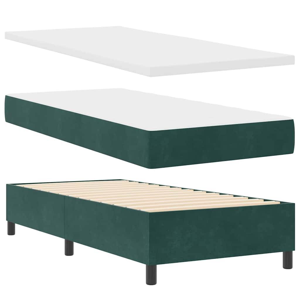 vidaXL Boxspringbett mit Kopfteil Dunkelgrün 90 x 190 cm Samt