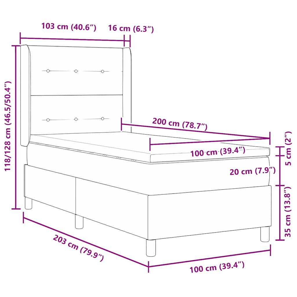 vidaXL Boxspringbett mit Kopfteil Dunkelgrün 100 x 200 cm Samt