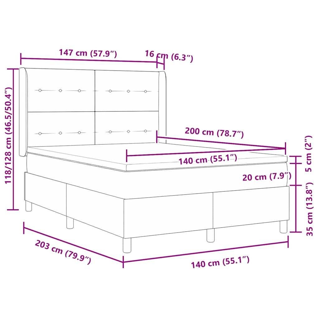 vidaXL Boxspringbett mit Kopfteil Dunkelgrün 140 x 200 cm Samt