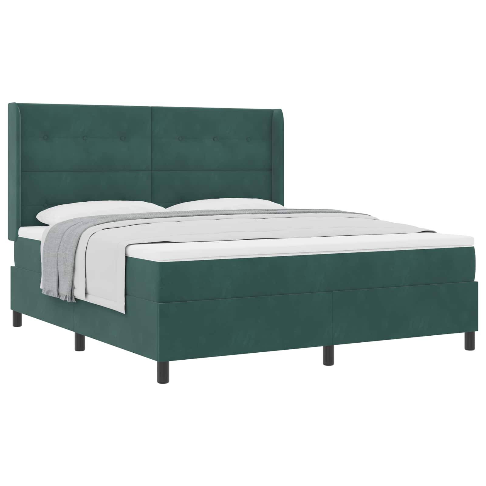 vidaXL Boxspringbett mit Kopfteil Dunkelgrün 180 x 200 cm Samt