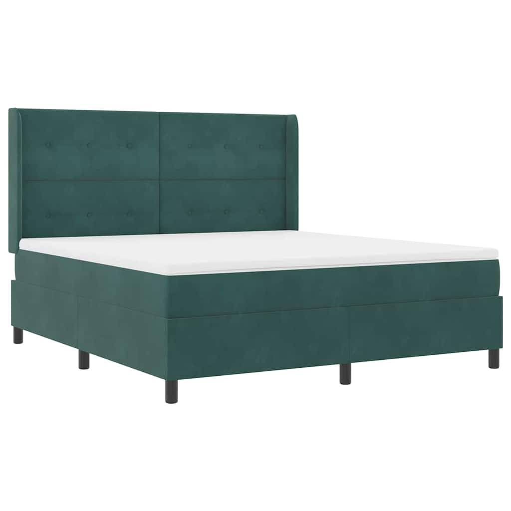 vidaXL Boxspringbett mit Kopfteil Dunkelgrün 180 x 200 cm Samt