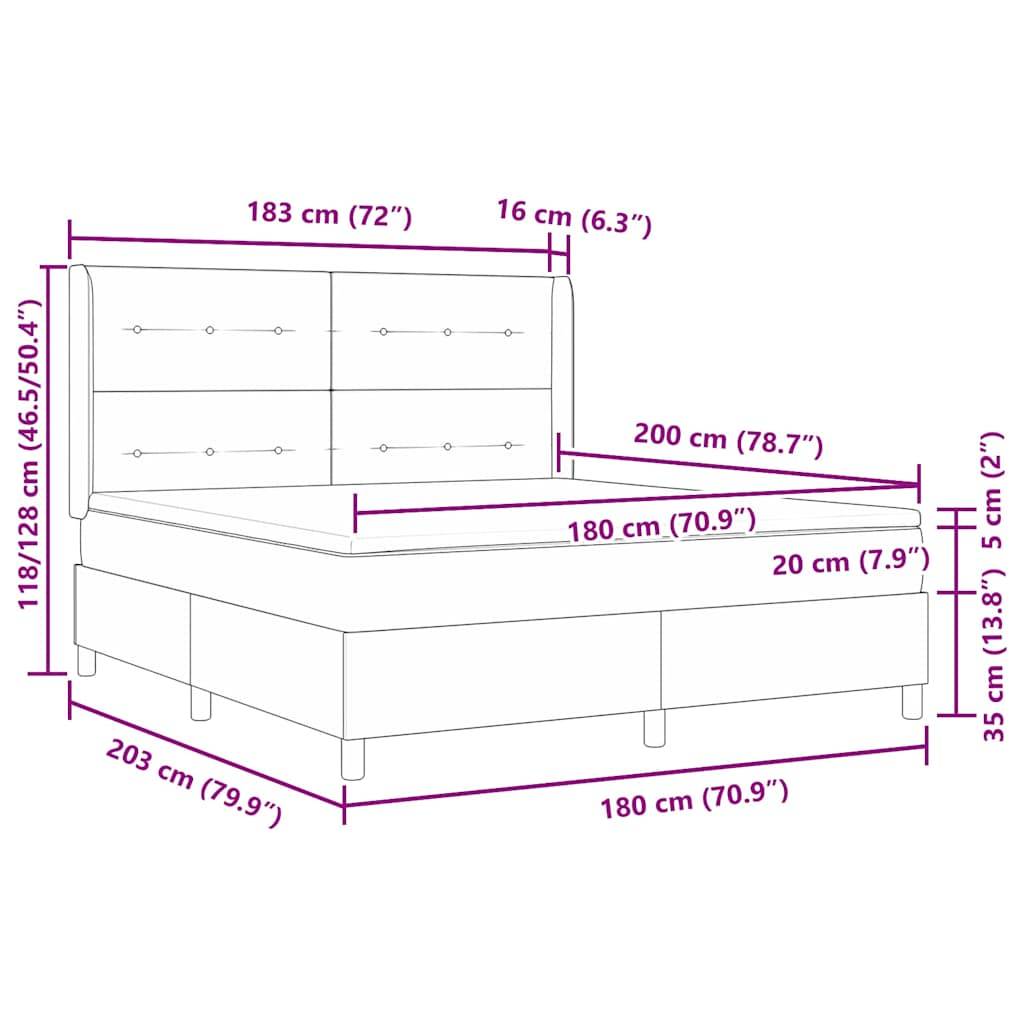 vidaXL Boxspringbett mit Kopfteil Dunkelgrün 180 x 200 cm Samt