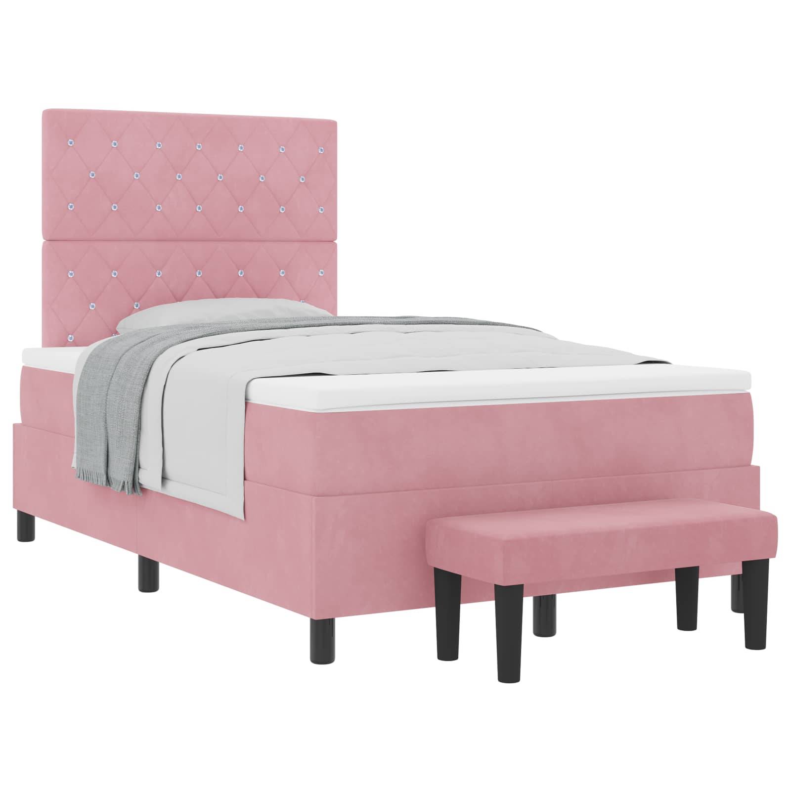 vidaXL Boxspringbett mit Kopfteil Rosa 200 x 120 cm Samt