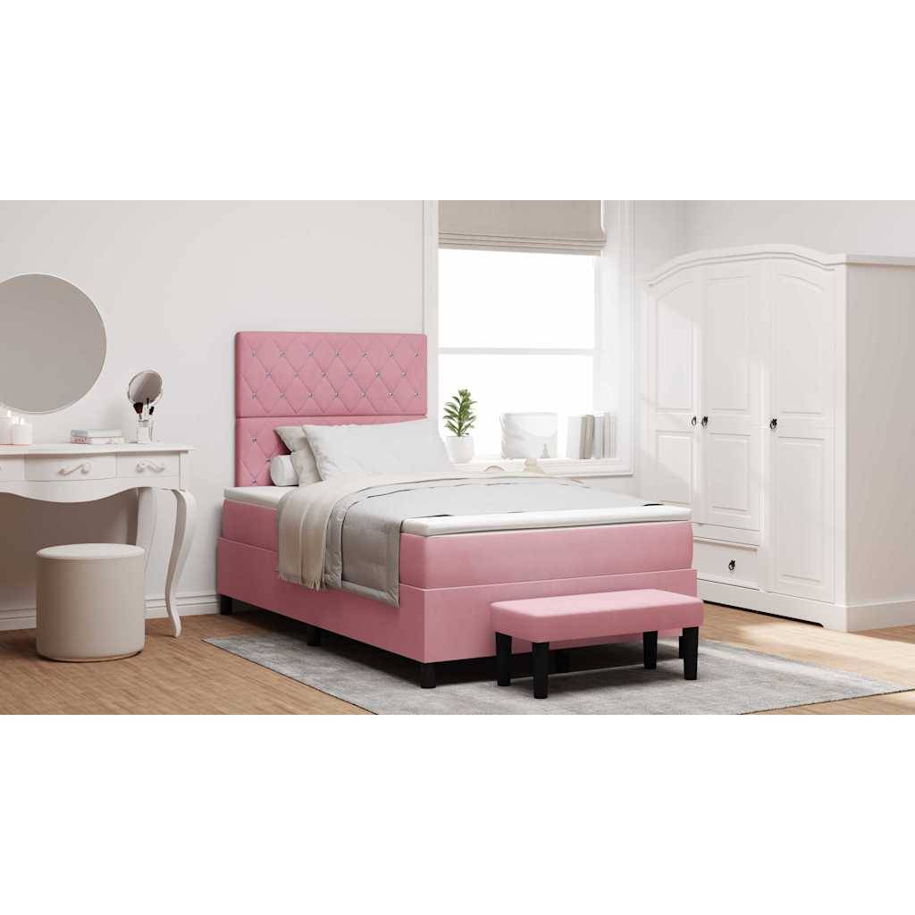 vidaXL Boxspringbett mit Kopfteil Rosa 200 x 120 cm Samt