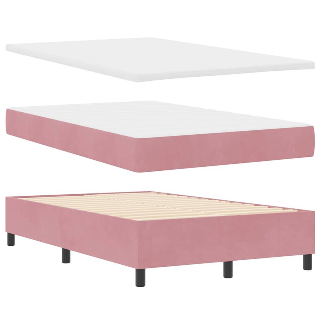 vidaXL Boxspringbett mit Kopfteil Rosa 200 x 120 cm Samt