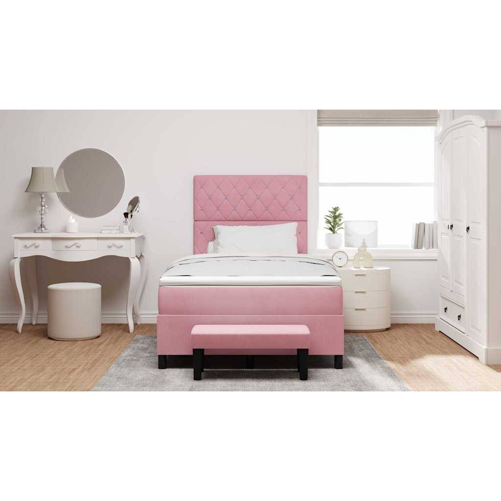 vidaXL Boxspringbett mit Kopfteil Rosa 200 x 120 cm Samt