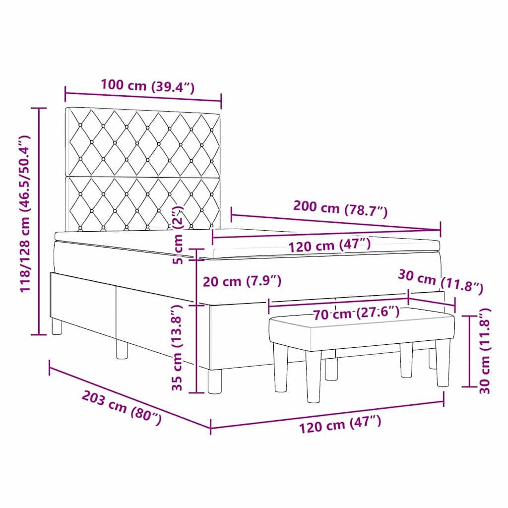 vidaXL Boxspringbett mit Kopfteil Rosa 200 x 120 cm Samt