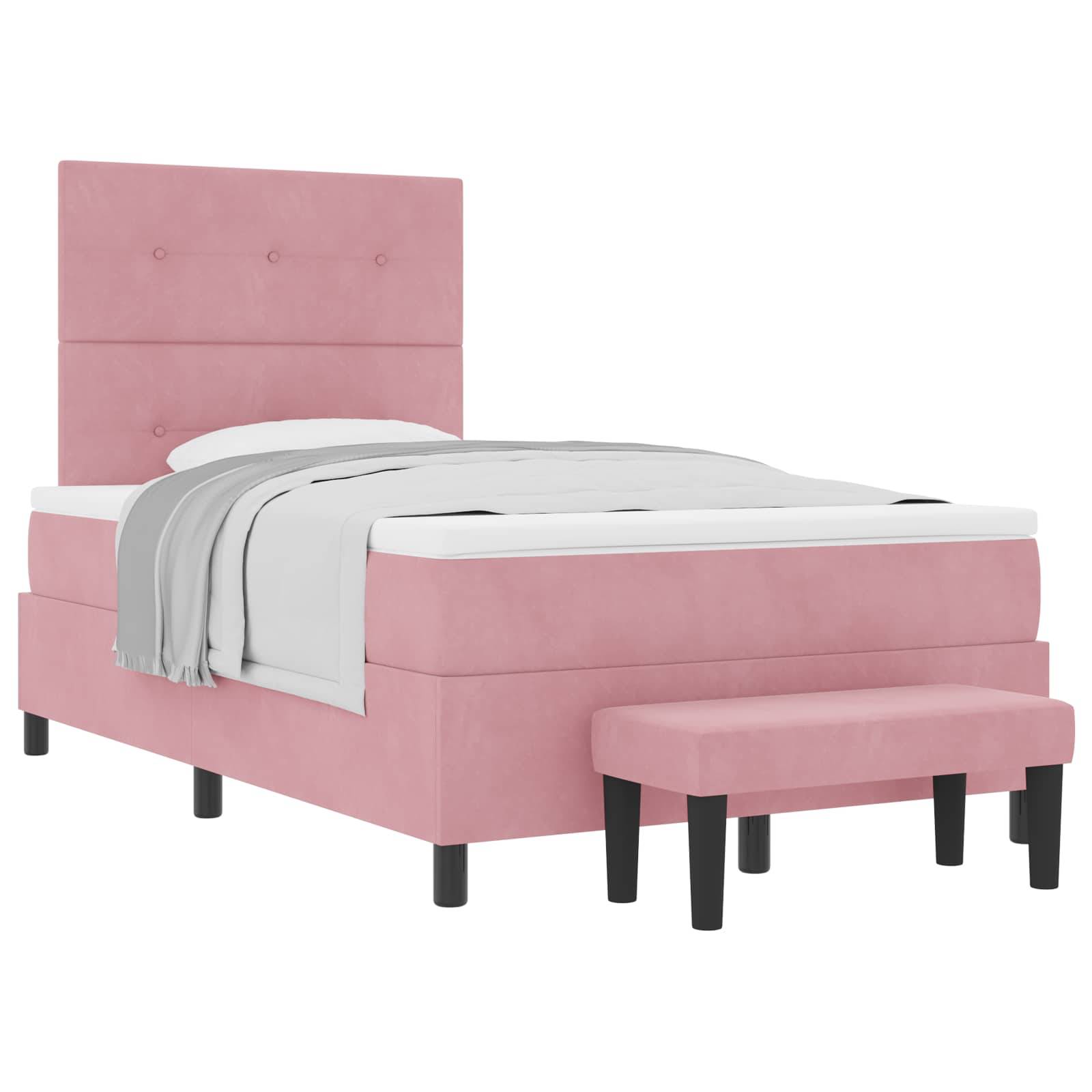 vidaXL Boxspringbett mit Kopfteil Rosa 200 x 120 cm Samt
