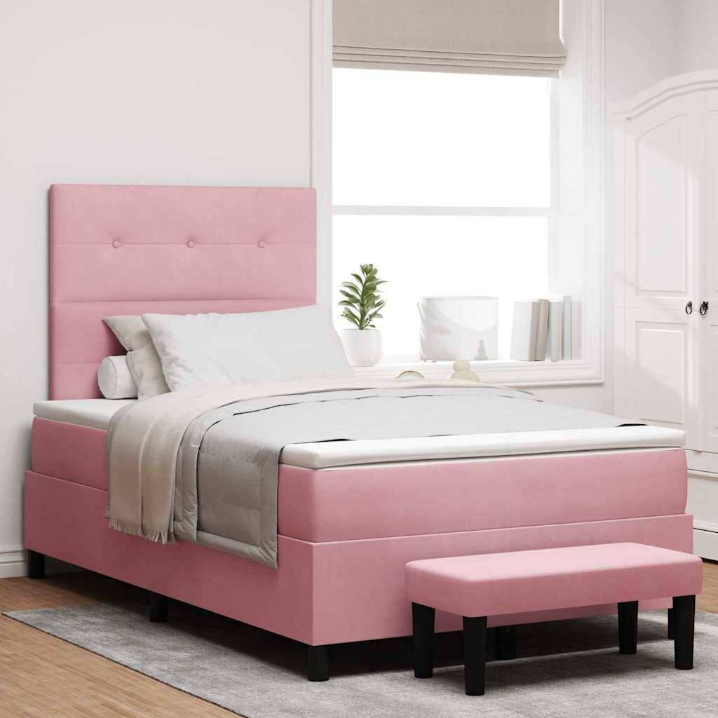vidaXL Boxspringbett mit Kopfteil Rosa 200 x 120 cm Samt