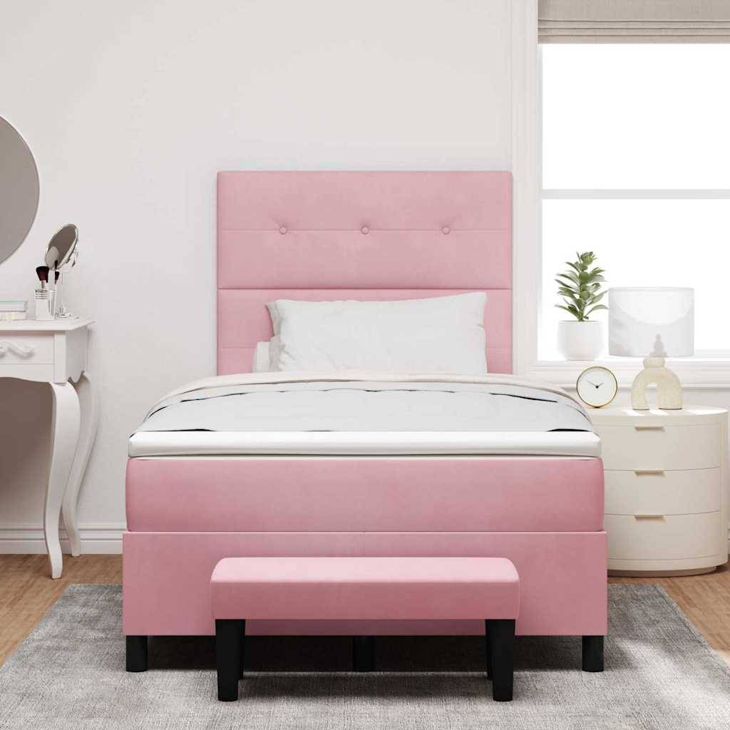 vidaXL Boxspringbett mit Kopfteil Rosa 200 x 120 cm Samt
