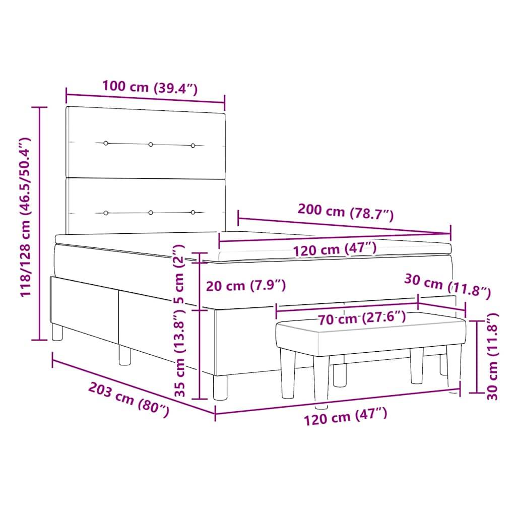 vidaXL Boxspringbett mit Kopfteil Rosa 200 x 120 cm Samt