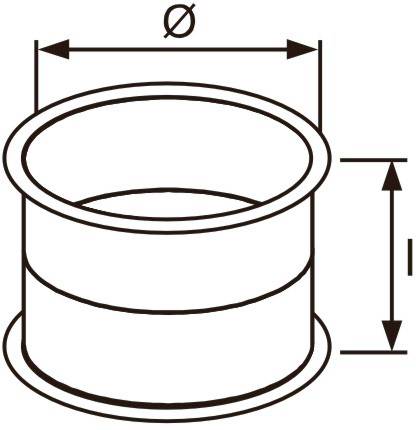 Technisches Diagramm eines zylindrischen Rohrs oder Kanals mit Durchmesser, der oben mit Ø gekennzeichnet ist, und Höhe, die vertikal auf der rechten Seite markiert ist.