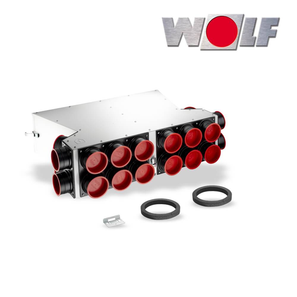 Wolf Luftverteiler DN125 für CWL-F-150 10 Stutzen DN75/63 mit 5 Rohrkappen - 2577417