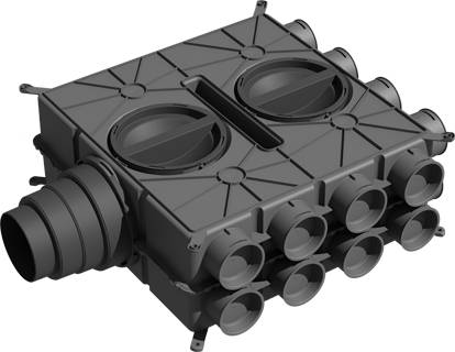 Wolf Luftverteiler DN125-180 16 Stutzen DN75 mit 8 Verschlusskappen - 2577596