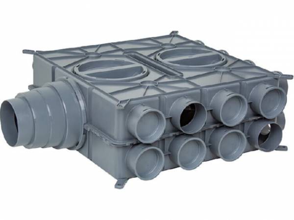 Wolf Luftverteiler DN125-180 24 Stutzen DN75 mit 12 Verschlusskappen - 2577597