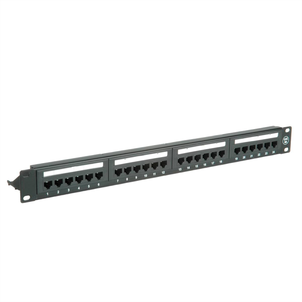 VALUE Cat.6A 19-Zoll-Patchpanel, 24 P, ungeschirmt, schwarz Netzwerk-Infrastruktur Patchfelder