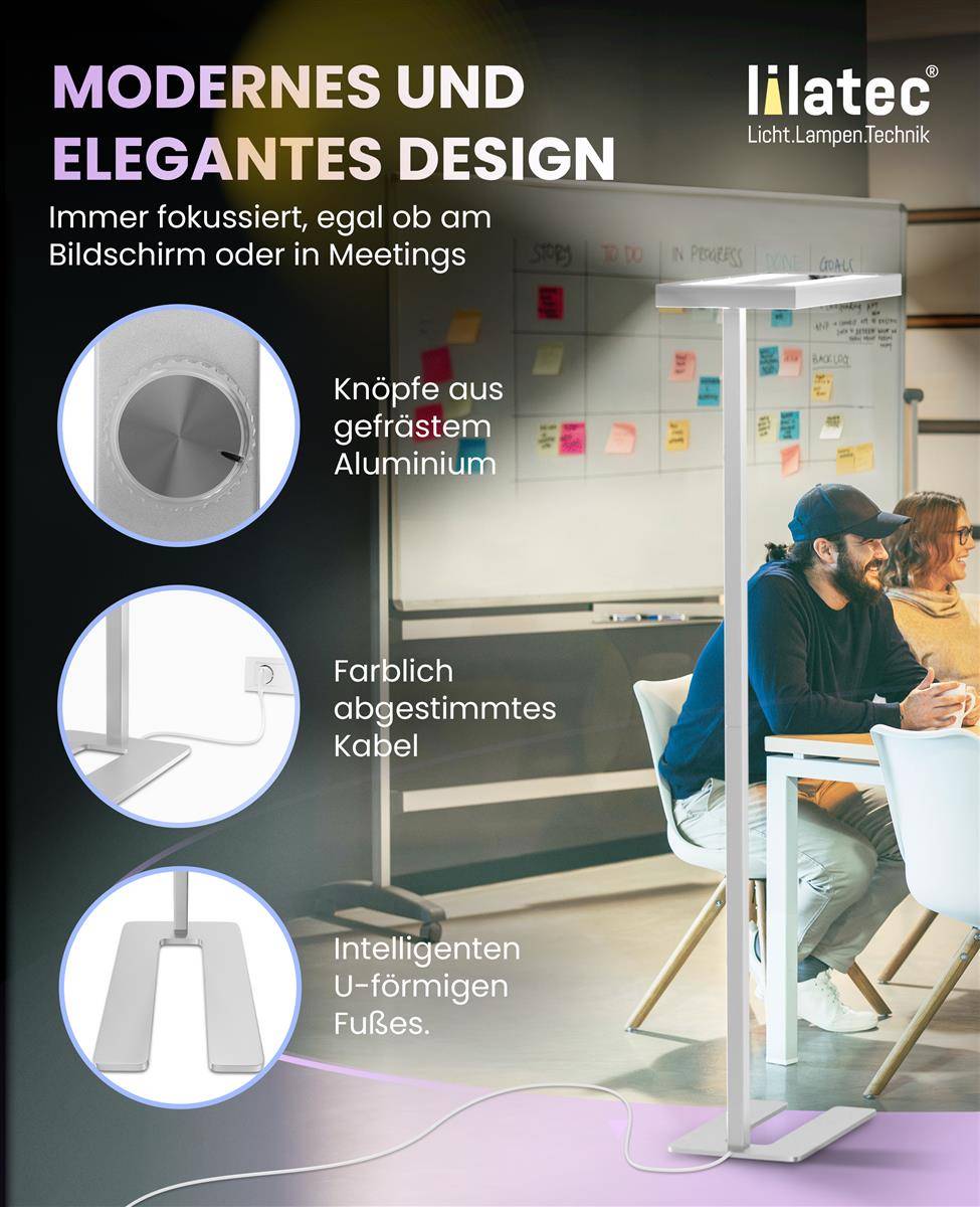 lilatec LED-Stehleuchte LUXODESK 60W 4000K grau