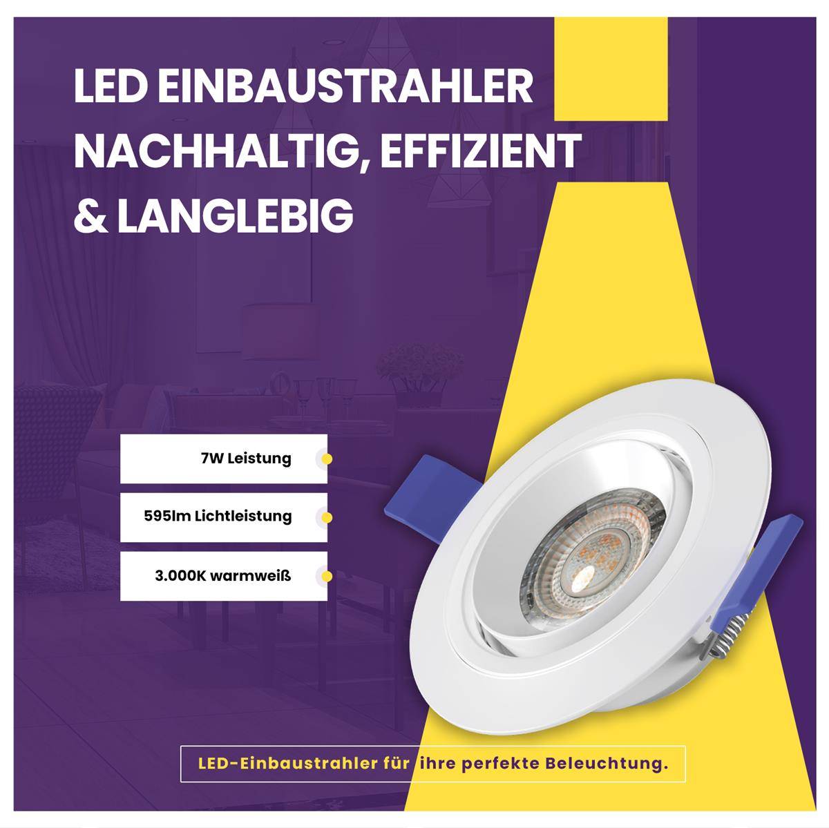 lilatec LED-Downlight ST 3000K 7W 6er Set