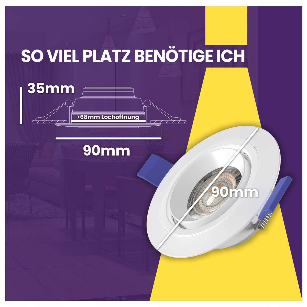 lilatec LED-Downlight ST 3000K 7W 6er Set
