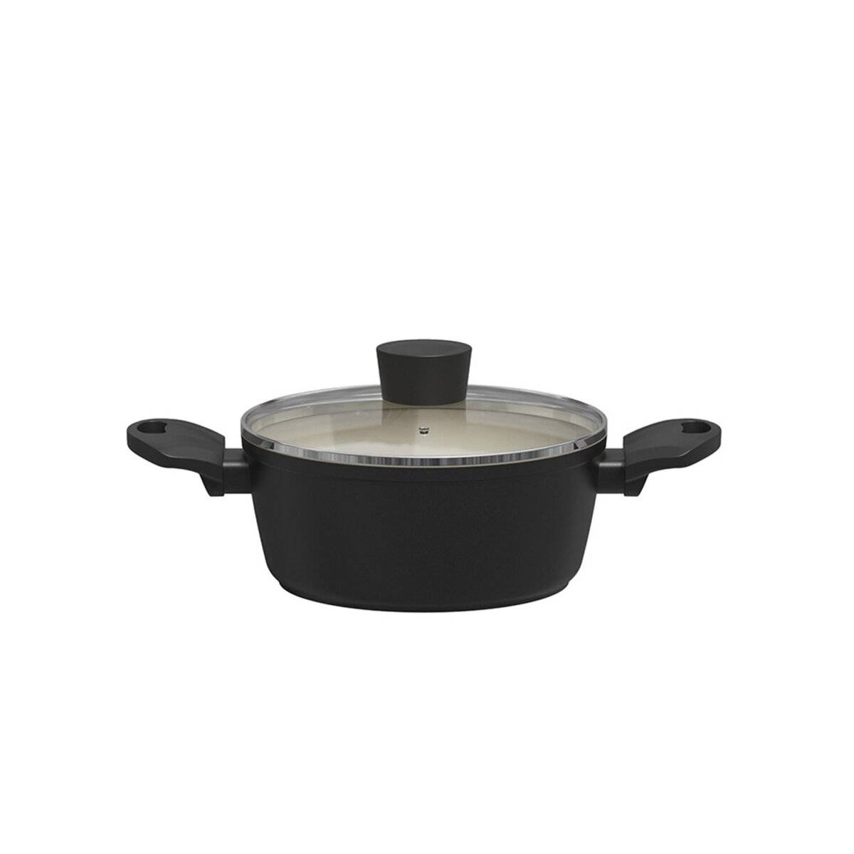 Michelino Nora New Line Fleischtopf mit Glasdeckel & Softgriff - 20 cm