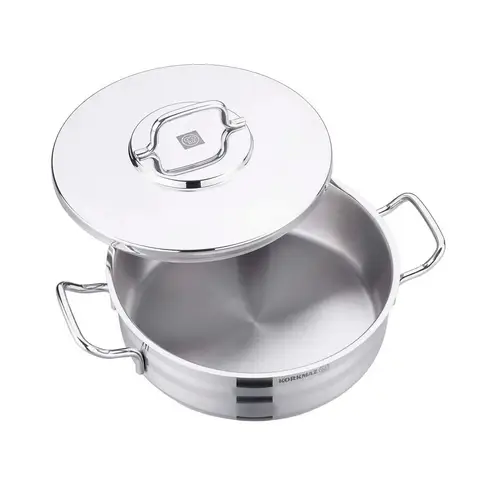 Korkmaz Astra2 Low Casserole 24 x 8 cm - 3,5 L, Edelstahl-Kochtopf mit Deckel Korkmaz Astra2 Low Casserole 24 x 8 cm - 3,5 L, Edelstahl-Kochtopf mit Deckel