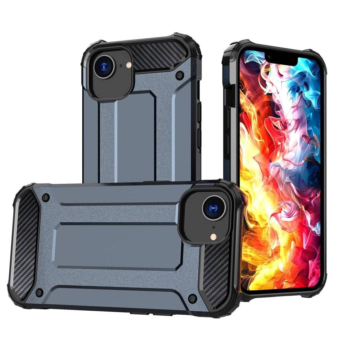 Hybrid Armor Case Handyhülle Bumper kompatibel mit iPhone 16e (SE 4 2025) Blau