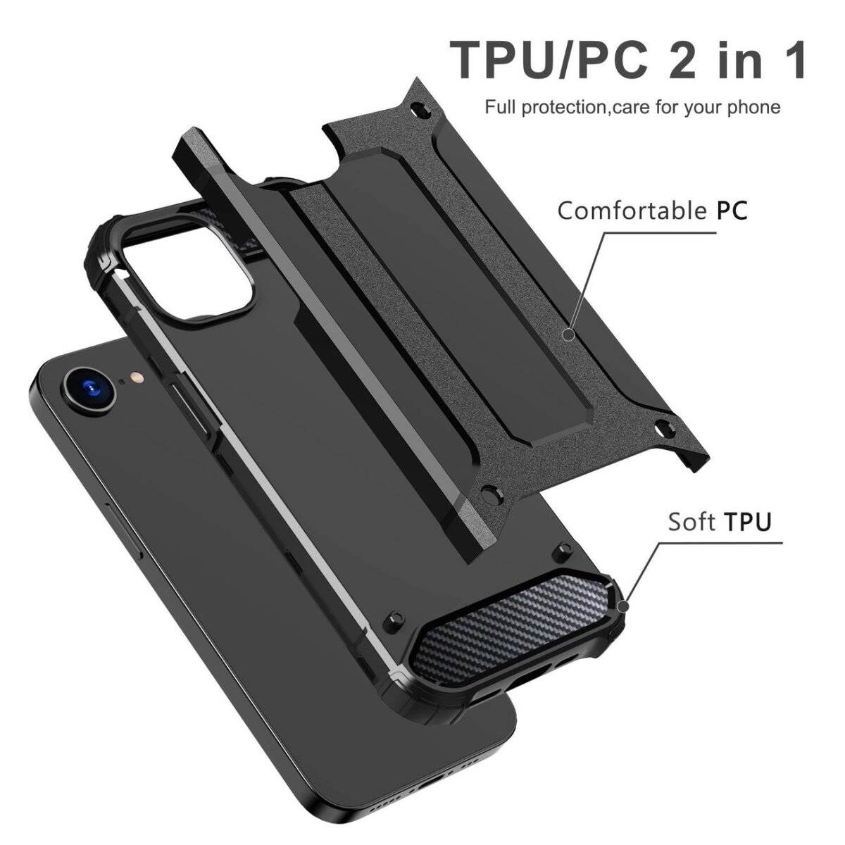 Hybrid Armor Case Handyhülle Bumper kompatibel mit iPhone 16e (SE 4 2025) Blau