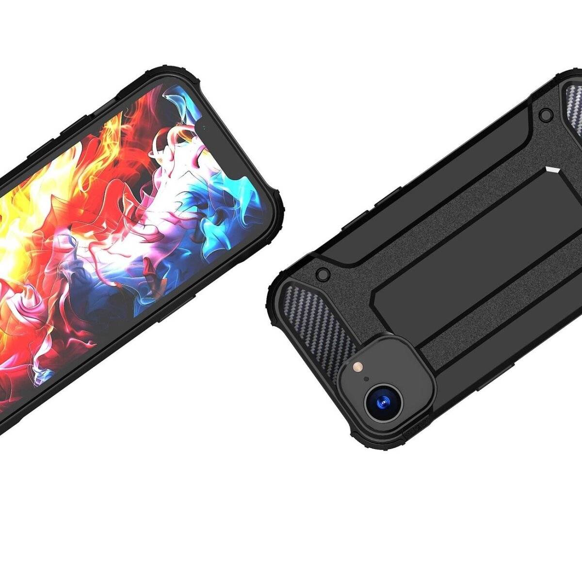 Hybrid Armor Case Handyhülle Bumper kompatibel mit iPhone 16e (SE 4 2025) Schwarz