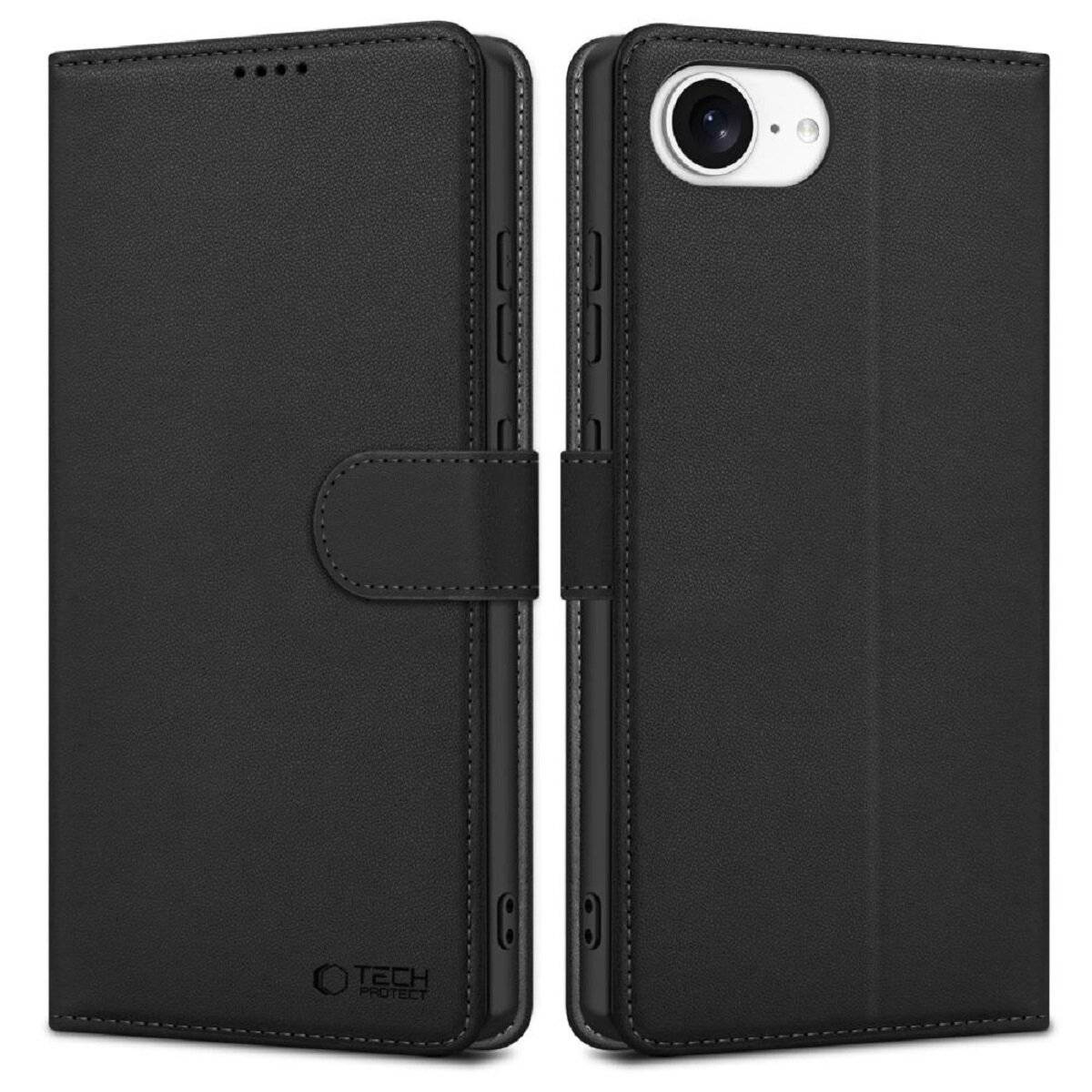 Tech-Protect Handyhülle Bookcase Klapphülle mit Magnetverschluss kompatibel mit iPhone 16e (SE 4 2025) Schwarz