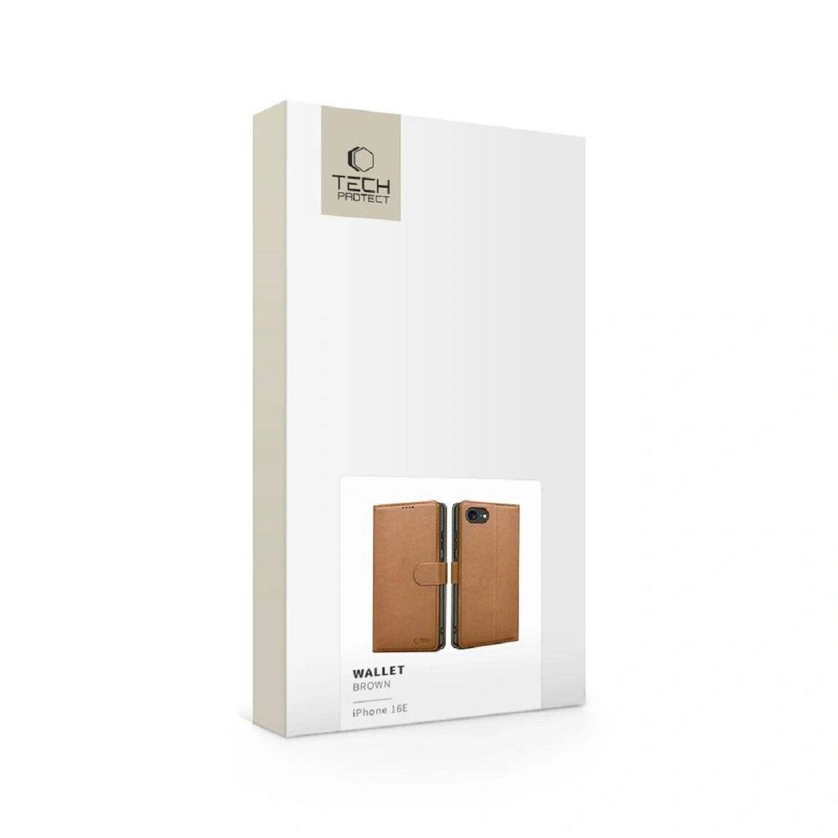 Tech-Protect Handyhülle Bookcase Klapphülle mit Magnetverschluss kompatibel mit iPhone 16e (SE 4 2025) Dunkelbraun
