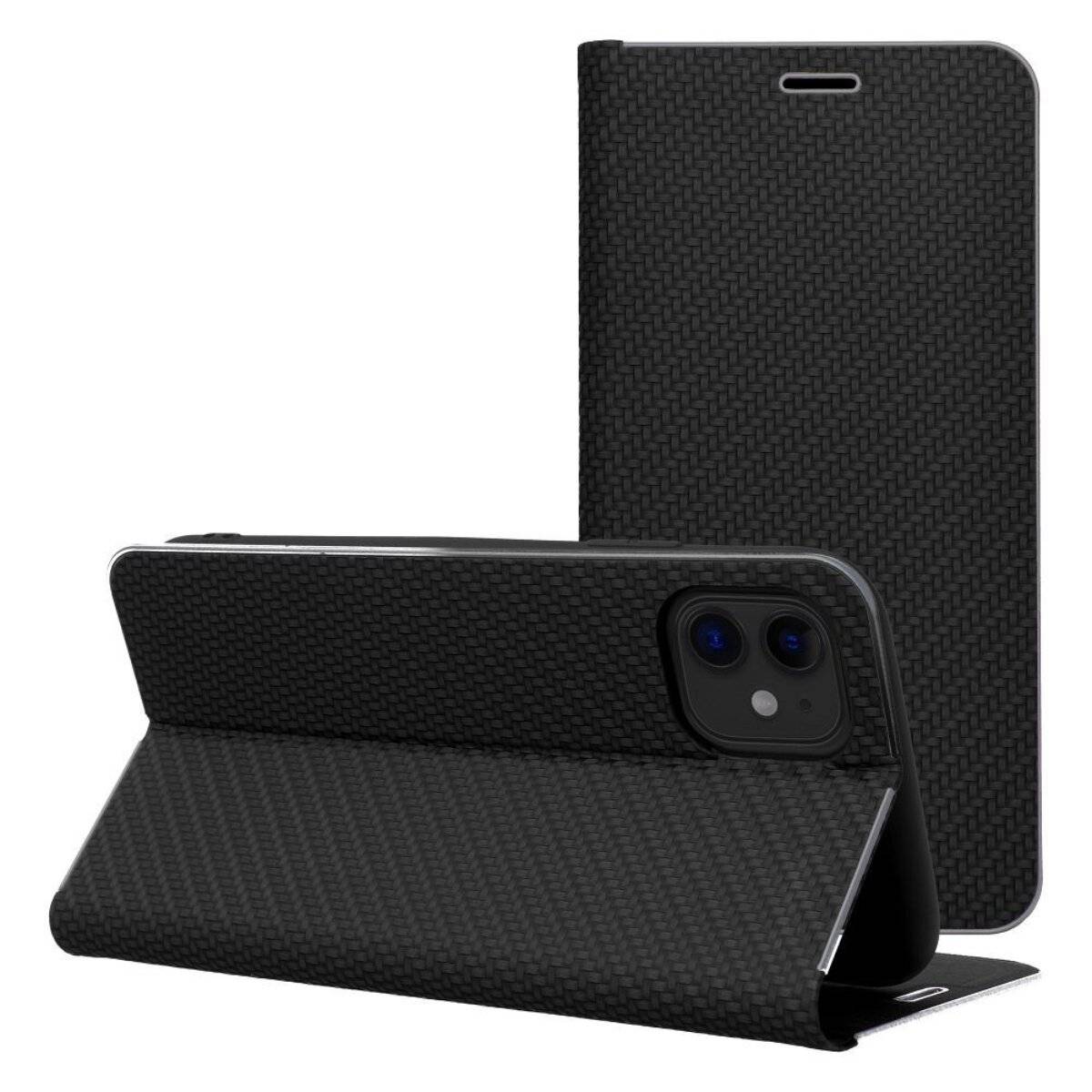 Luna Book Schutzhülle Smartphone-Hülle Handyhülle Bookcase-Hülle kompatibel mit iPhone 16e (SE 4 2025) Schwarz