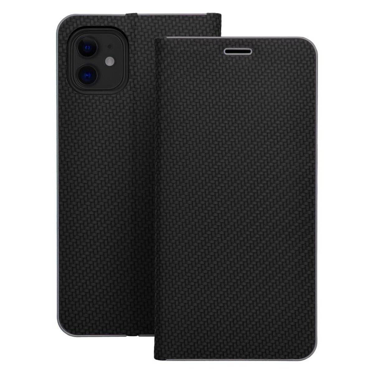 Luna Book Schutzhülle Smartphone-Hülle Handyhülle Bookcase-Hülle kompatibel mit iPhone 16e (SE 4 2025) Schwarz