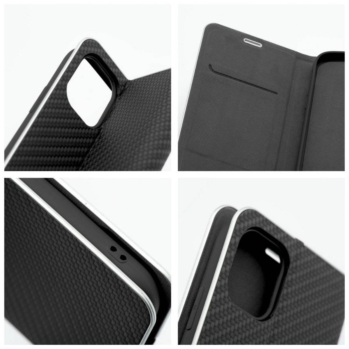 Luna Book Schutzhülle Smartphone-Hülle Handyhülle Bookcase-Hülle kompatibel mit iPhone 16e (SE 4 2025) Schwarz
